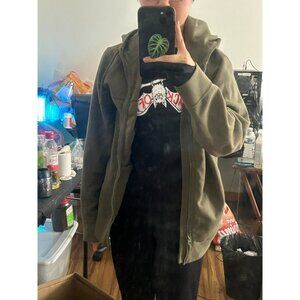 Olive Green Abercrombie and Fitch Jacket Zipper Unisex for Men Women